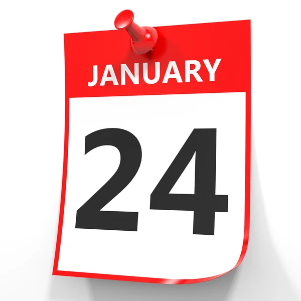 24 Januari. Kalender pada latar belakang putih . — Stok Foto
