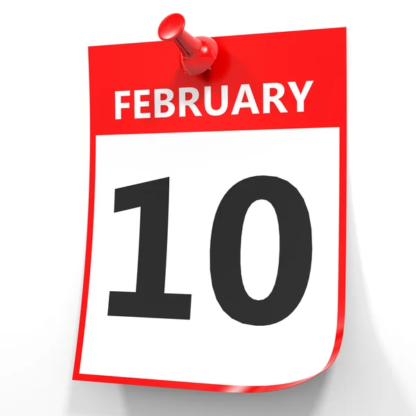 February 10. Calendar on white background. — Stock Photo, Image