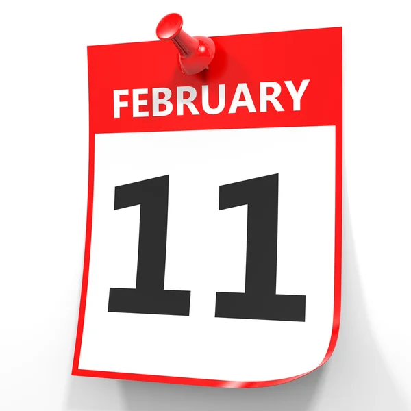 11 de febrero. Calendario sobre fondo blanco . —  Fotos de Stock