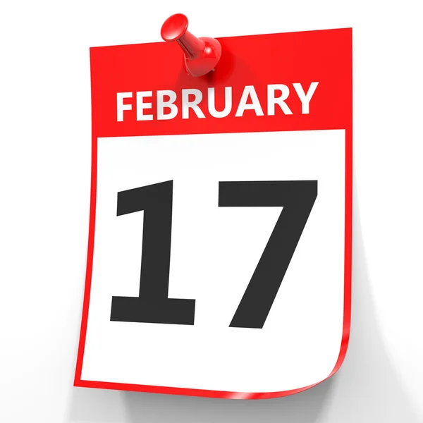 17. Februar Kalender auf weißem Hintergrund. — Stockfoto