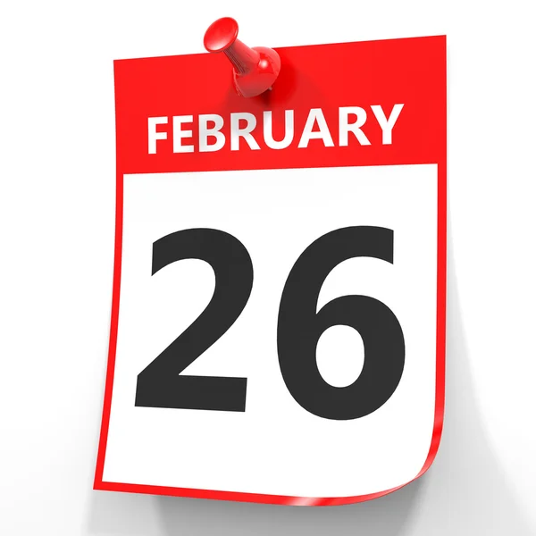 26 febbraio. Calendario su sfondo bianco . — Foto Stock