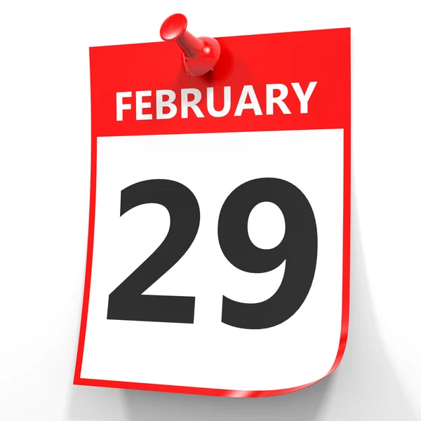 29 februarie. Calendar pe fundal alb . — Fotografie, imagine de stoc