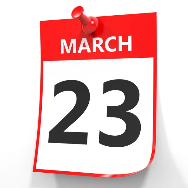 Den 23 mars. Kalender på vit bakgrund. — Stockfoto