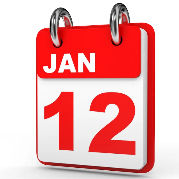 12 januari. Kalender op witte achtergrond. — Stockfoto