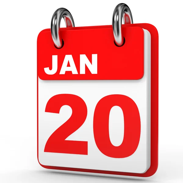 20. Januar Kalender auf weißem Hintergrund. — Stockfoto