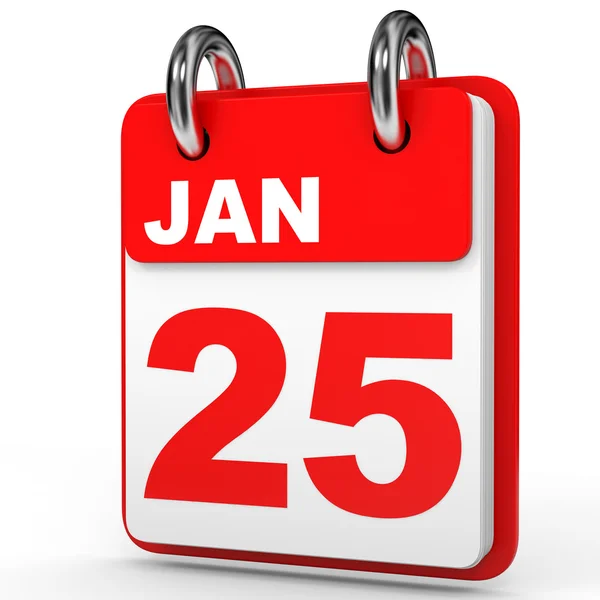 25 gennaio. Calendario su sfondo bianco . — Foto Stock