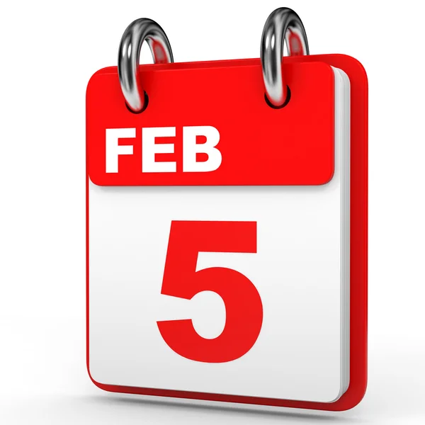 February 5. Calendar on white background. — Stock Photo, Image