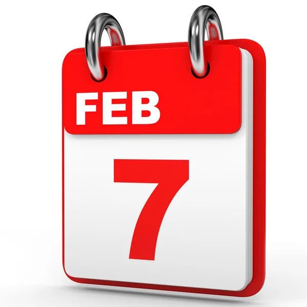 7 de febrero. Calendario sobre fondo blanco . — Foto de Stock