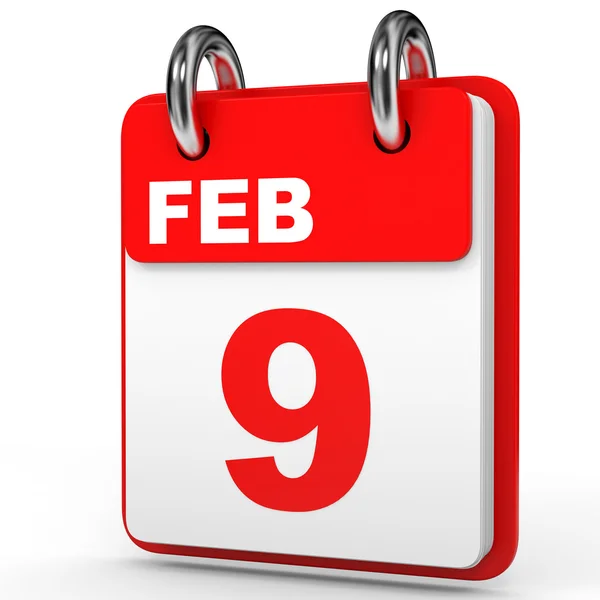 9 de febrero. Calendario sobre fondo blanco . — Foto de Stock