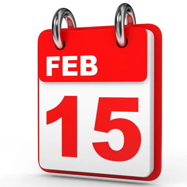 15 февраля. календарь на белом фоне . — стоковое фото