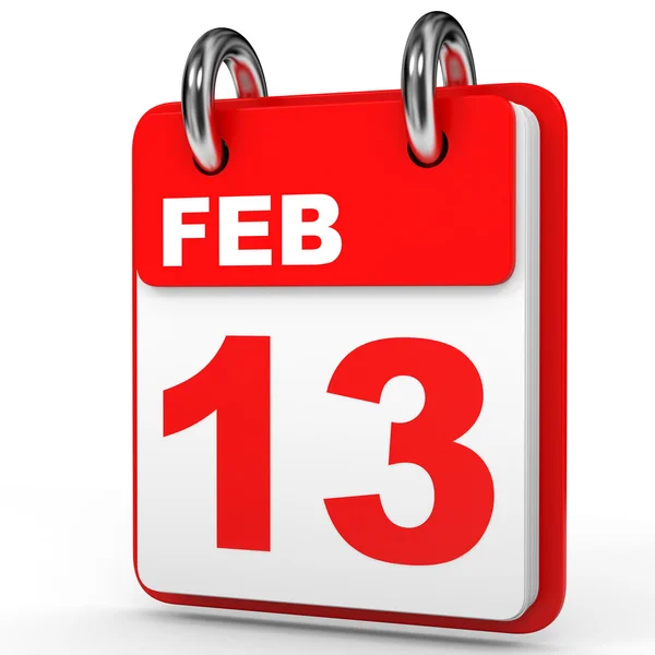13. Februar Kalender auf weißem Hintergrund. — Stockfoto