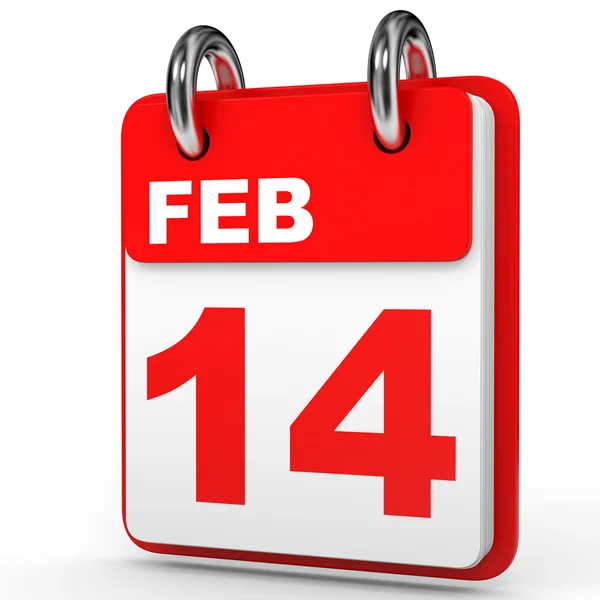 14 febbraio. Calendario su sfondo bianco . — Foto Stock