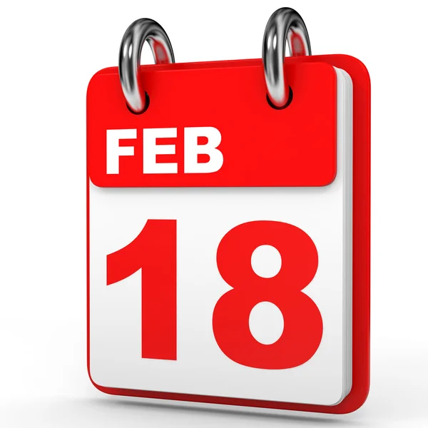 18. února. Kalendář na bílém pozadí. — Stock fotografie