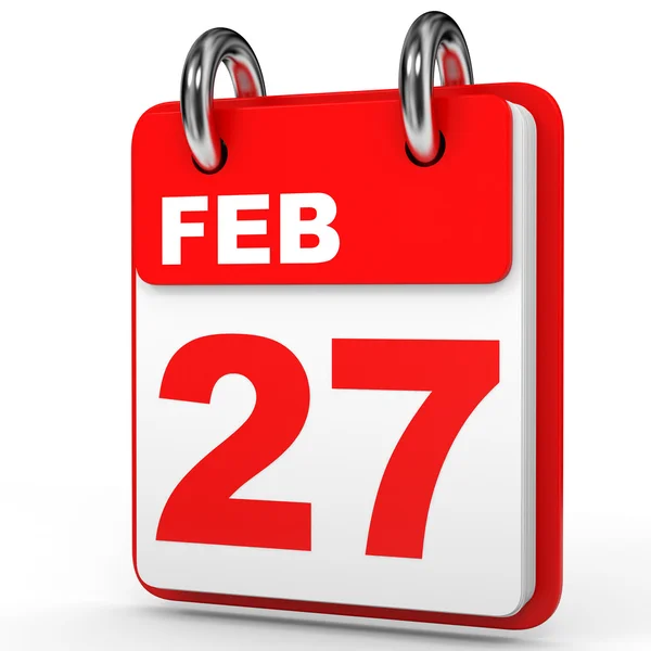 27. Februar Kalender auf weißem Hintergrund. — Stockfoto