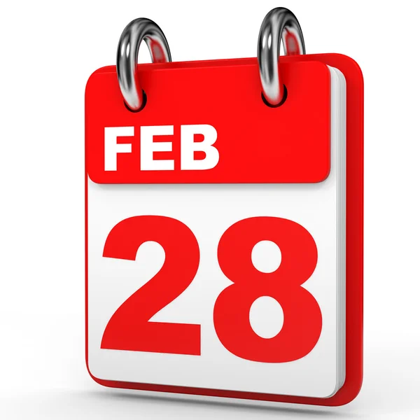 28 de febrero. Calendario sobre fondo blanco . — Foto de Stock