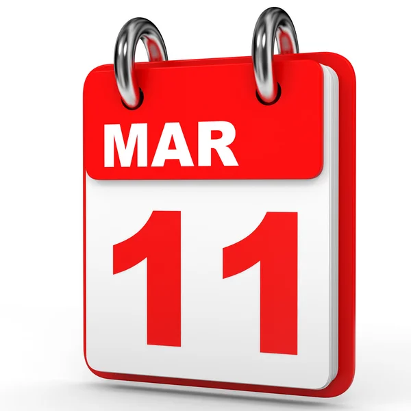 11 marca. Kalendarz na białym tle. — Zdjęcie stockowe