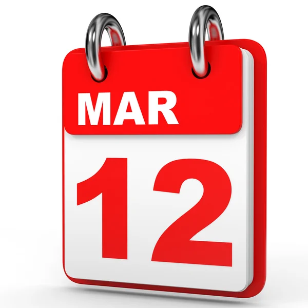 12 marzo. Calendario su sfondo bianco . — Foto Stock
