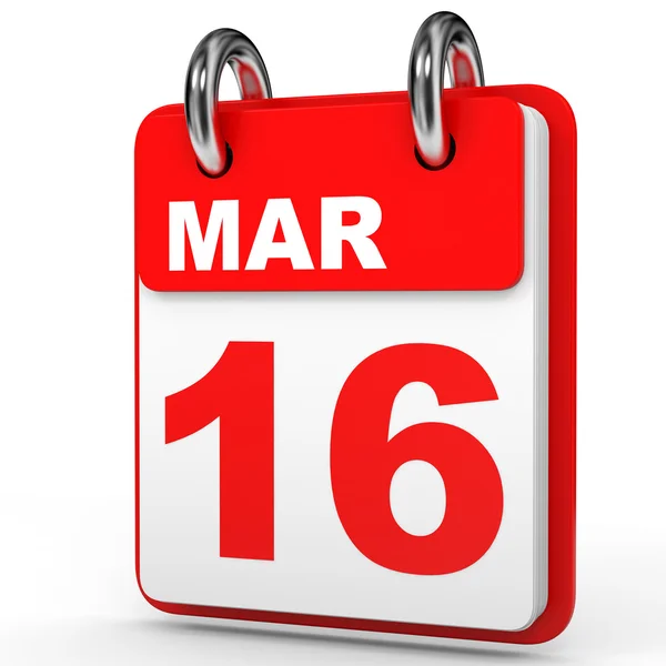 16 marzo. Calendario su sfondo bianco . — Foto Stock