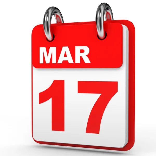 17. März Kalender auf weißem Hintergrund. — Stockfoto