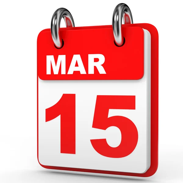 15 marca. Kalendarz na białym tle. — Zdjęcie stockowe