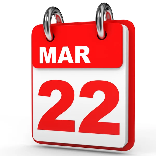 22. března. Kalendář na bílém pozadí. — Stock fotografie