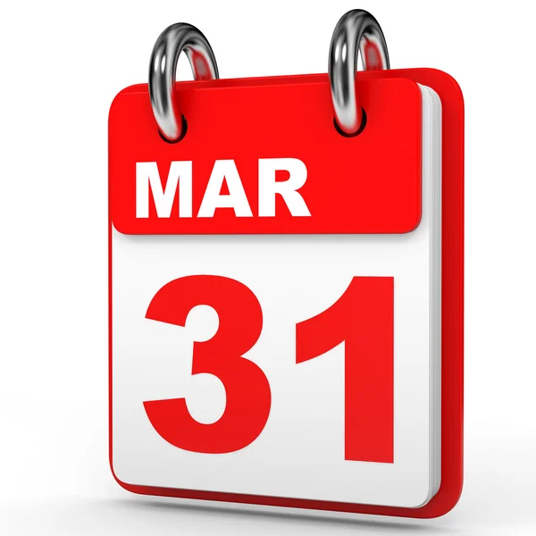 March 31. Calendar on white background. — Stock Photo, Image