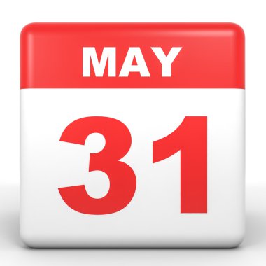 31 Mayıs. Beyaz arka plan üzerinde takvim.