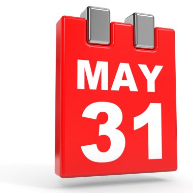 31 Mayıs. Beyaz arka plan üzerinde takvim.