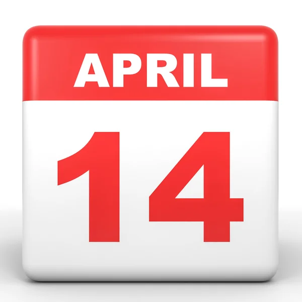 14 de Abril. Calendário sobre fundo branco . — Fotografia de Stock