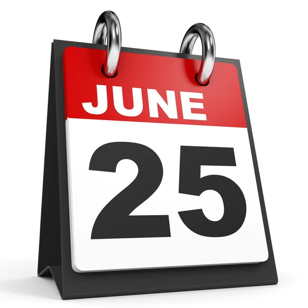 June 25. Calendar on white background. — Stock Photo, Image