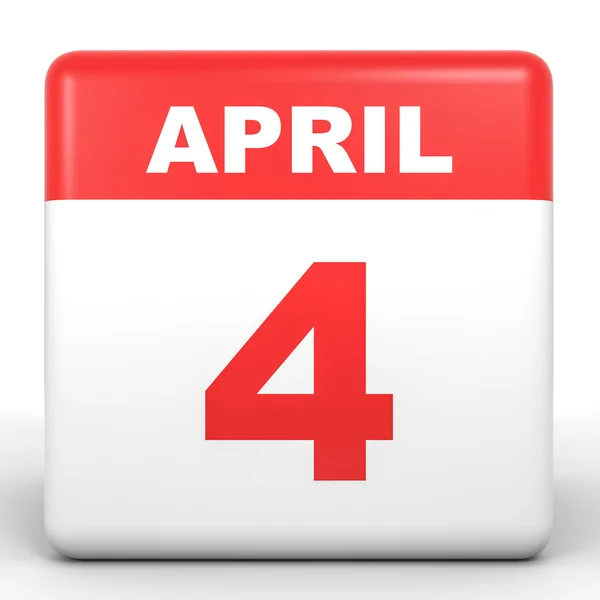 4 aprile. Calendario su sfondo bianco . — Foto Stock