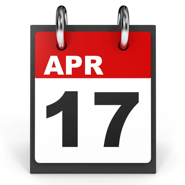 17 de abril. Calendario sobre fondo blanco . — Foto de Stock