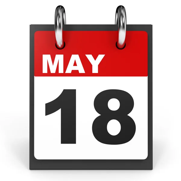 18 maggio. Calendario su sfondo bianco . — Foto Stock