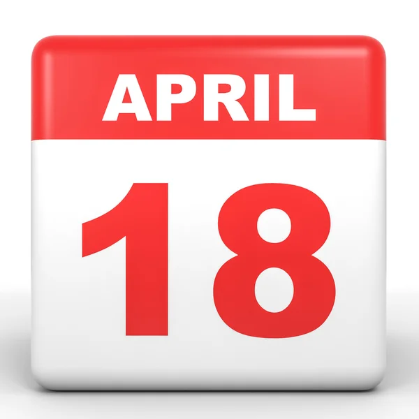 18 aprile. Calendario su sfondo bianco . — Foto Stock