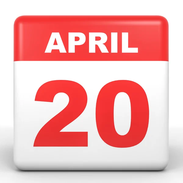 April 20. Calendar on white background. — Stock Photo, Image