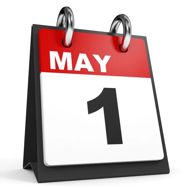 1 maggio. Calendario su sfondo bianco . — Foto Stock