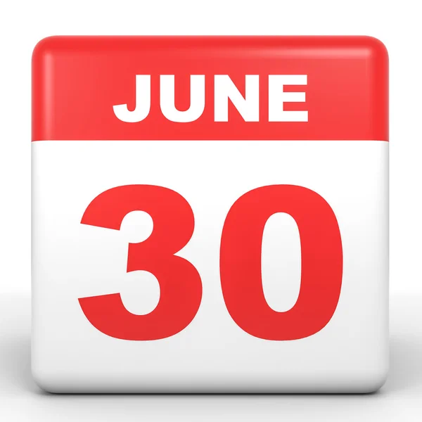 30 Ιουνίου. Ημερολόγιο σε λευκό φόντο. — Φωτογραφία Αρχείου