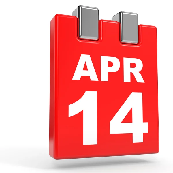 14. April Kalender auf weißem Hintergrund. — Stockfoto