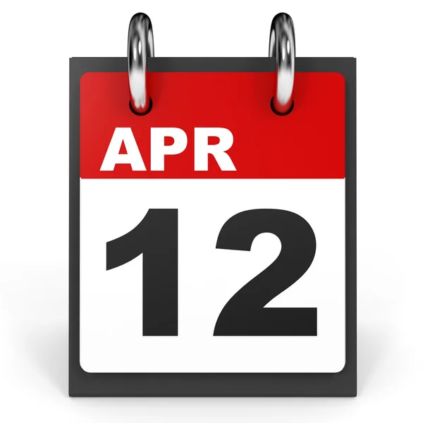 12. dubna. Kalendář na bílém pozadí. — Stock fotografie