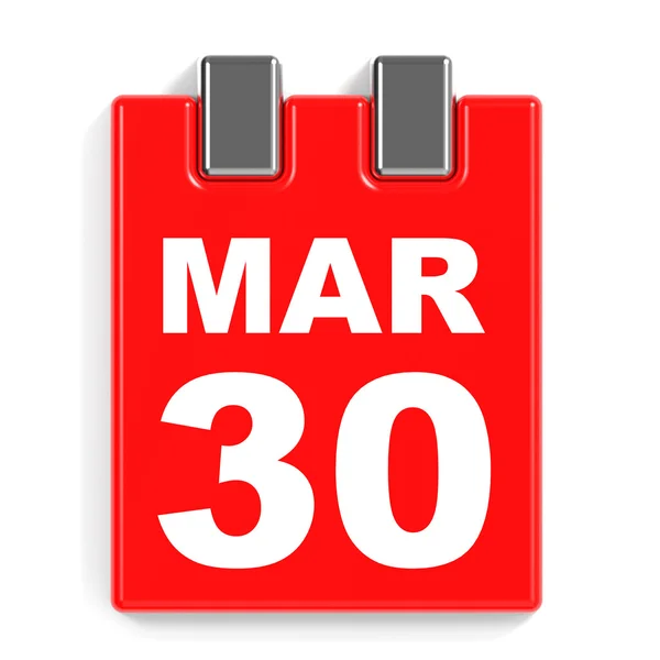 March 30. Calendar on white background. — Stock Photo, Image