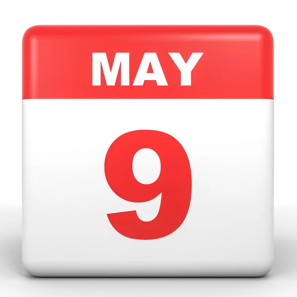 9 mei. Kalender op witte achtergrond. — Stockfoto