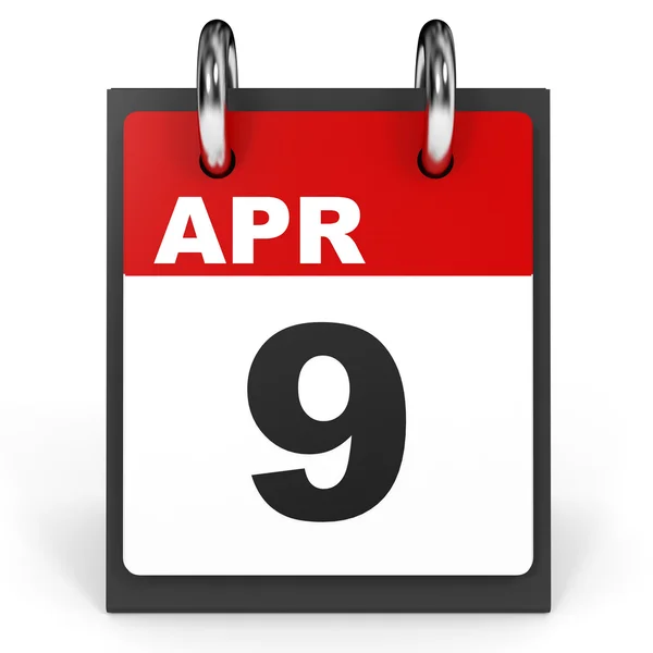 April 9. Calendar on white background. — Stock Photo, Image