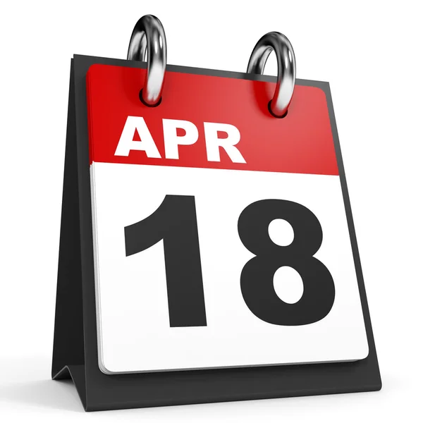 18 de Abril. Calendário sobre fundo branco . — Fotografia de Stock