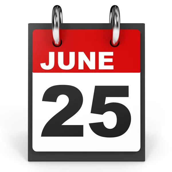 June 25. Calendar on white background. — Stock Photo, Image