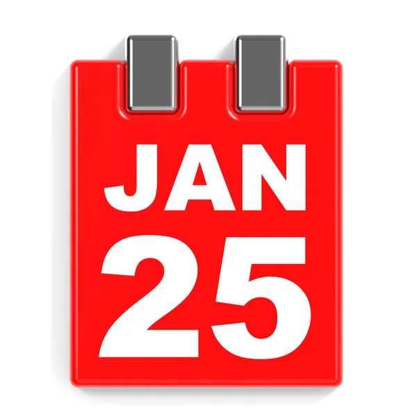 25 stycznia. Kalendarz na białym tle. — Zdjęcie stockowe
