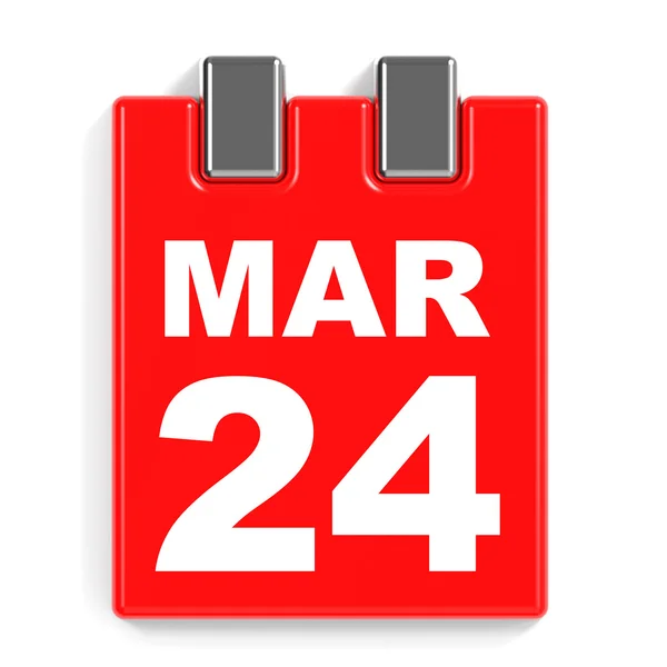 24 maart. Kalender op witte achtergrond. — Stockfoto