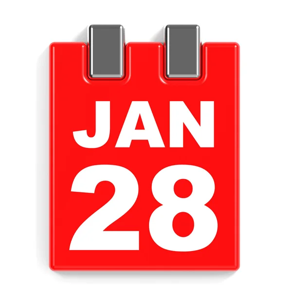 28 gennaio. Calendario su sfondo bianco . — Foto Stock