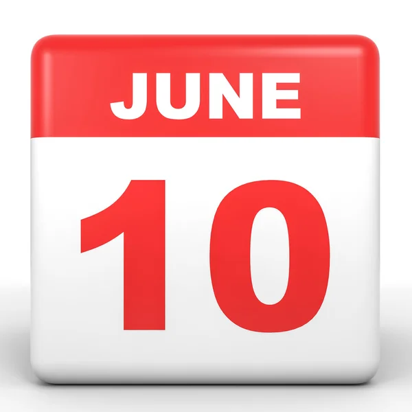 Il 10 giugno. Calendario su sfondo bianco . — Foto Stock
