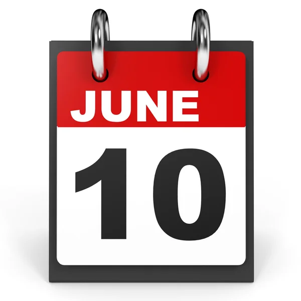 June 10. Calendar on white background. — Stock Photo, Image