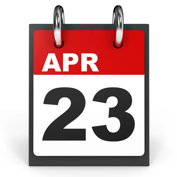 Den 23 april. Kalender på vit bakgrund. — Stockfoto